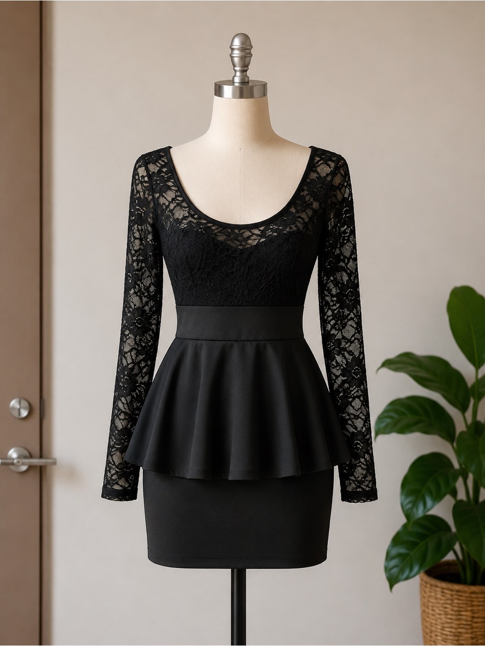 Mini black lace dress